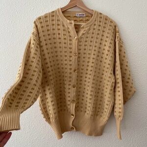 Vintage rodier pale butter yellow wool blend cardigan